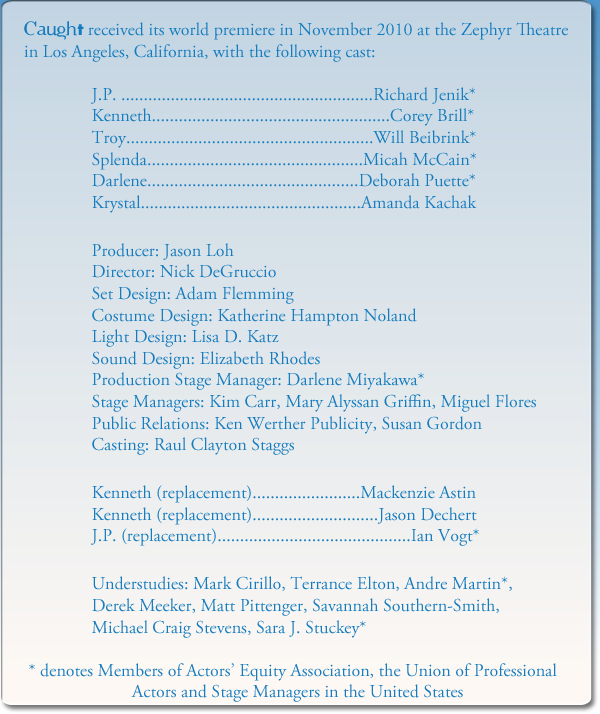 David L. Ray's CAUGHT received its world premiere in November 2010